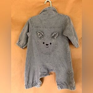 6-9mo baby denim onesie with rabbit